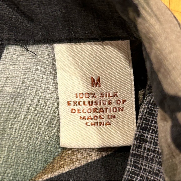 Caribbean Black‎ Green Hawaiian Print Silk Button-up Short Sleeve Shirt M - Picture 5 of 9